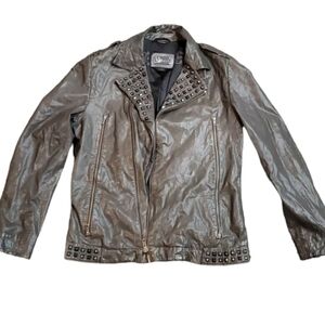 Mackage Womens Lamb Leather Biker Moto Stud Jacket Coat sz EUR 42 US XL
